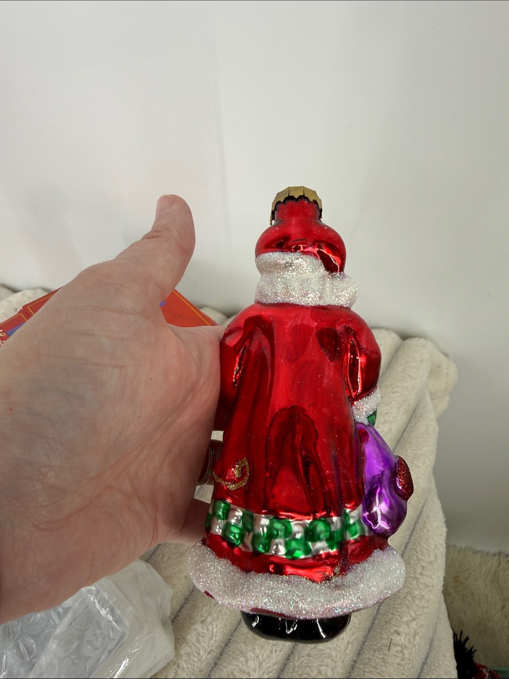 Multicolor Blown Glass Santa Ornament - Picture 8 of 8